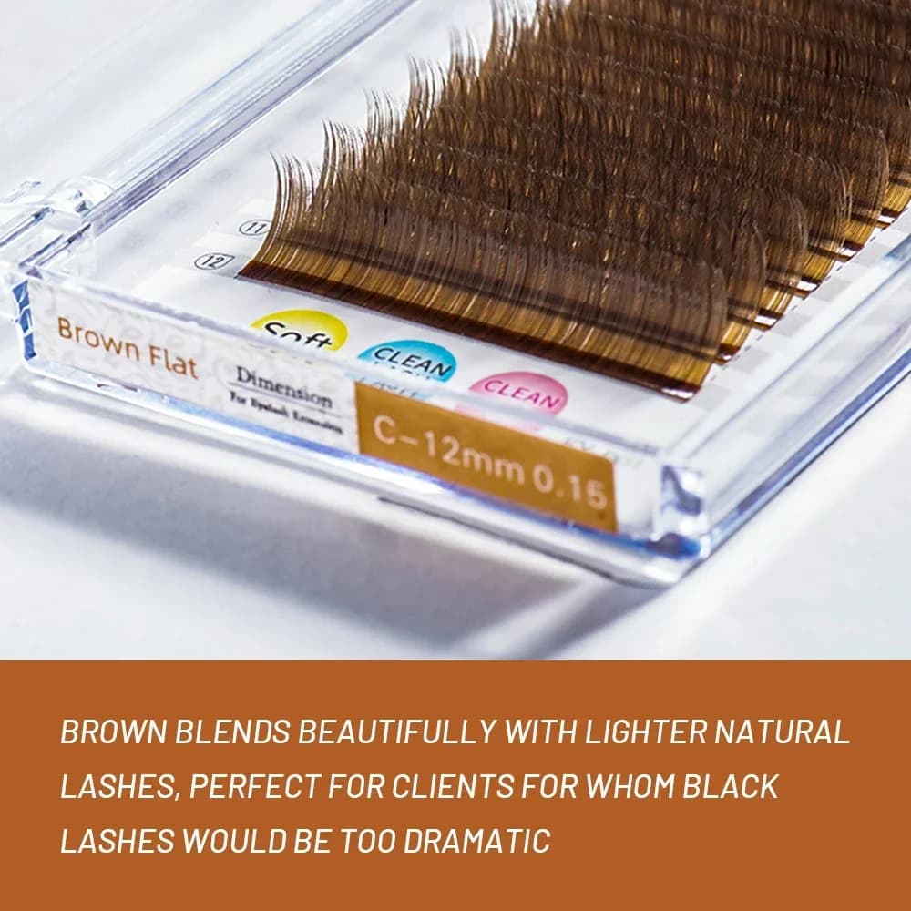 ריסים Flat Split-Tip Brown Ellipse B/C/D Curl 12 שורות