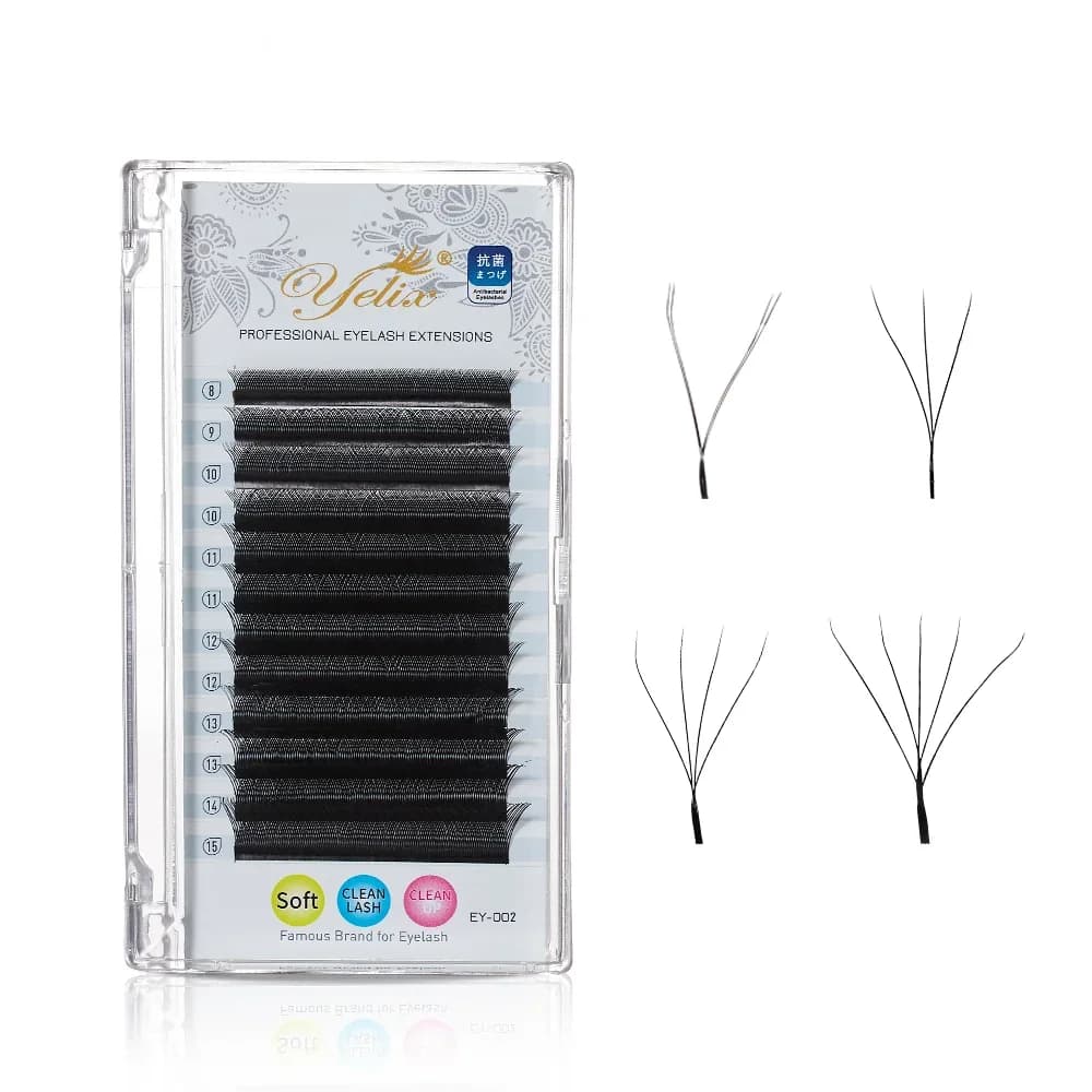 הארכות ריסים מוכנות בצורת W Bloom, 2D-5D