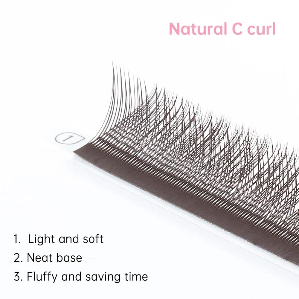 ריסים בודדים חום בצורת Y עובי 0.05mm קשת C