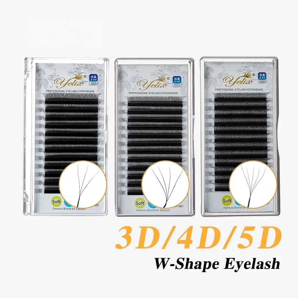 ריסי נפח מוכנים מראש בצורת YY ו-W (3D/4D/5D)