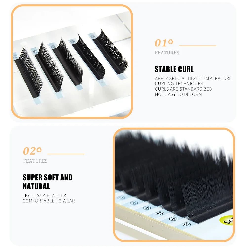 הארכות ריסים אינדיבידואליות פרווה מט L-Curl, 8-15 מ"מ