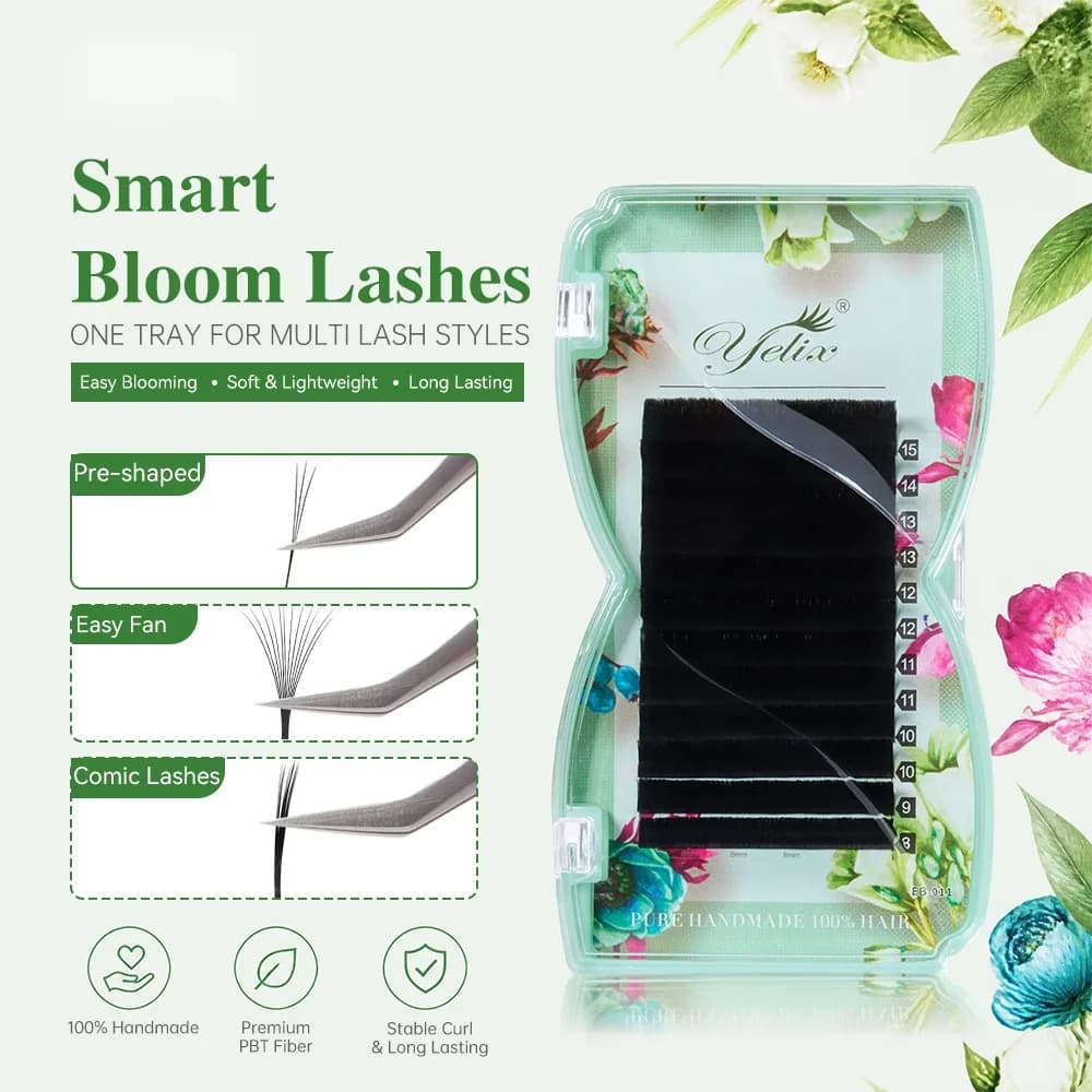 תוספות ריסים נפחיות מוכנות Smart Bloom בצורת W