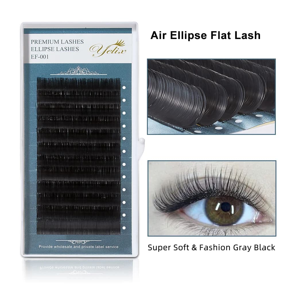 הרחשת ריסים Air Flat בצורת אליפסה קיפול D+